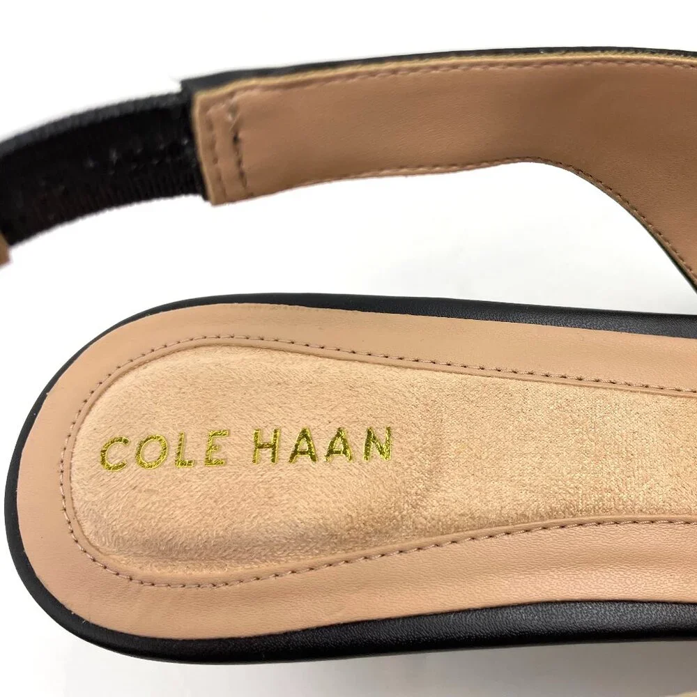Cole Haan Go-to Slingback Pump 45 mm Womens Black Leather Shoes Size 9.5 B - Picture 7 of 10